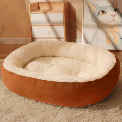 brown calming dog bed soft plush pet bed